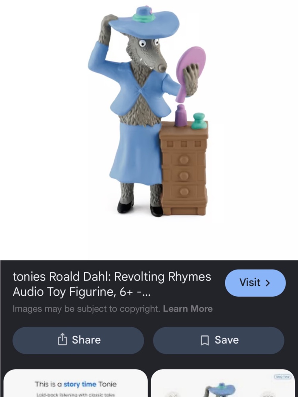 Tonie Roald Dahl Revolting Rhymes Blue Wolf Figurine Audio Toy